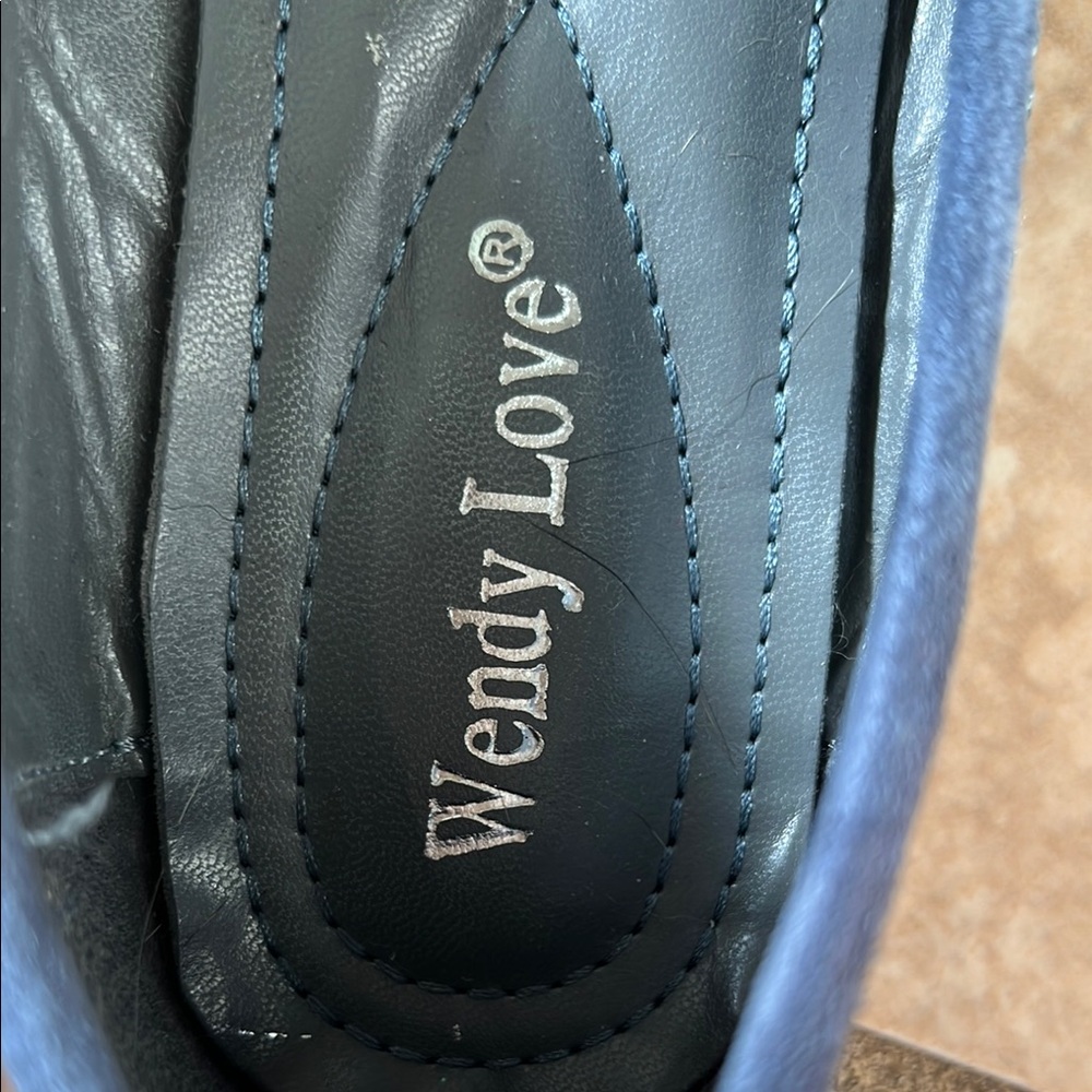 Windy love Women's Blue Flats with Gold Accent - Picture 4 of 13